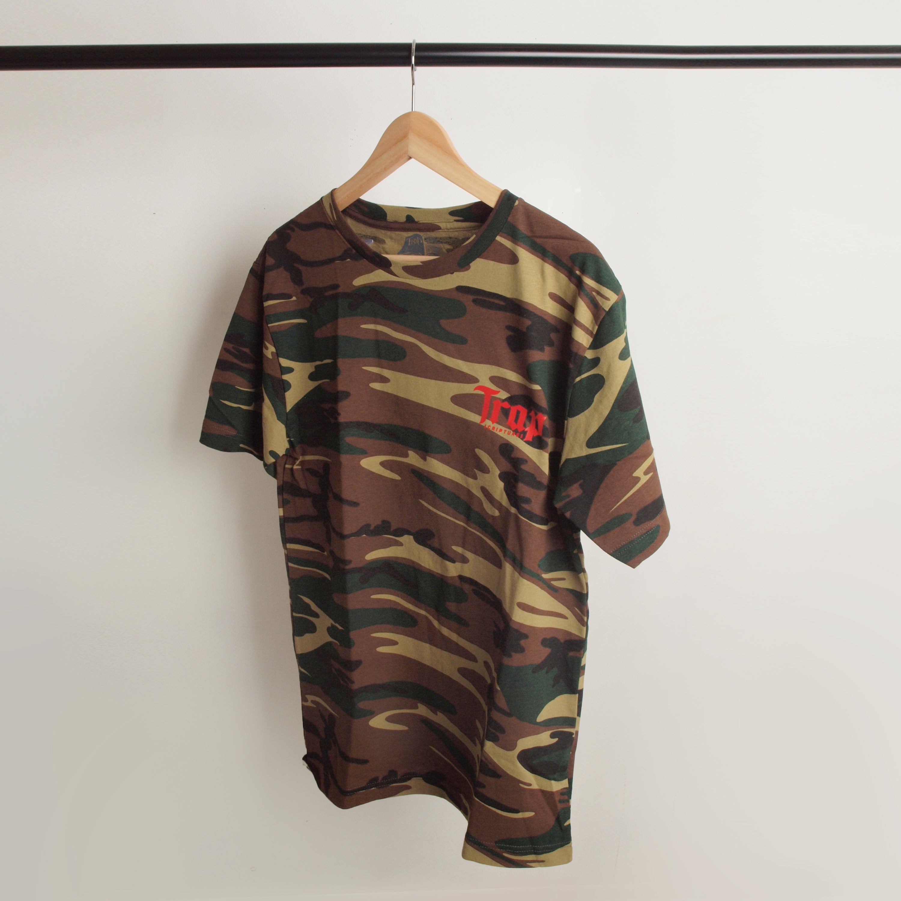 Camo and Red Trap Scriptures Tee