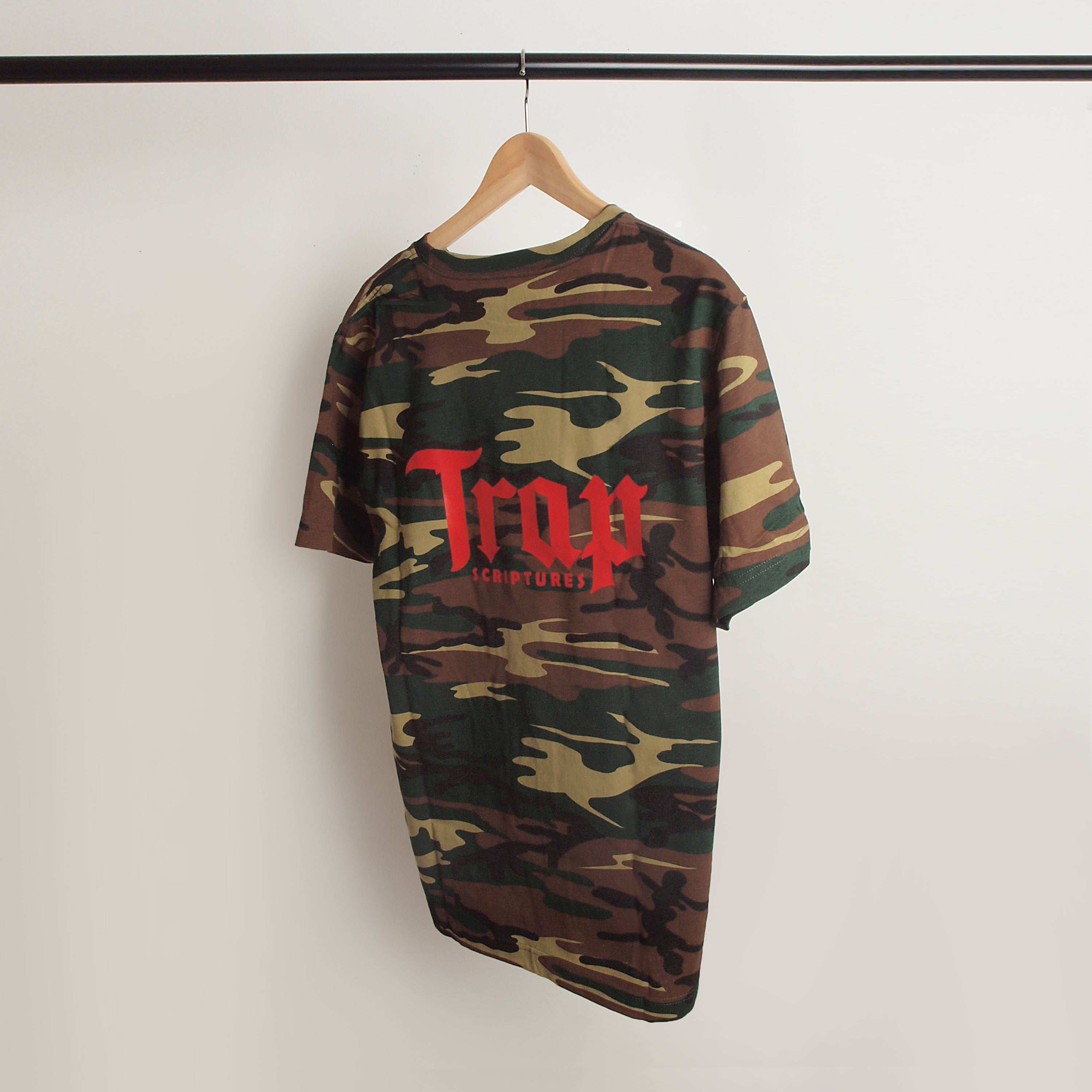 Camo and Red Trap Scriptures Tee