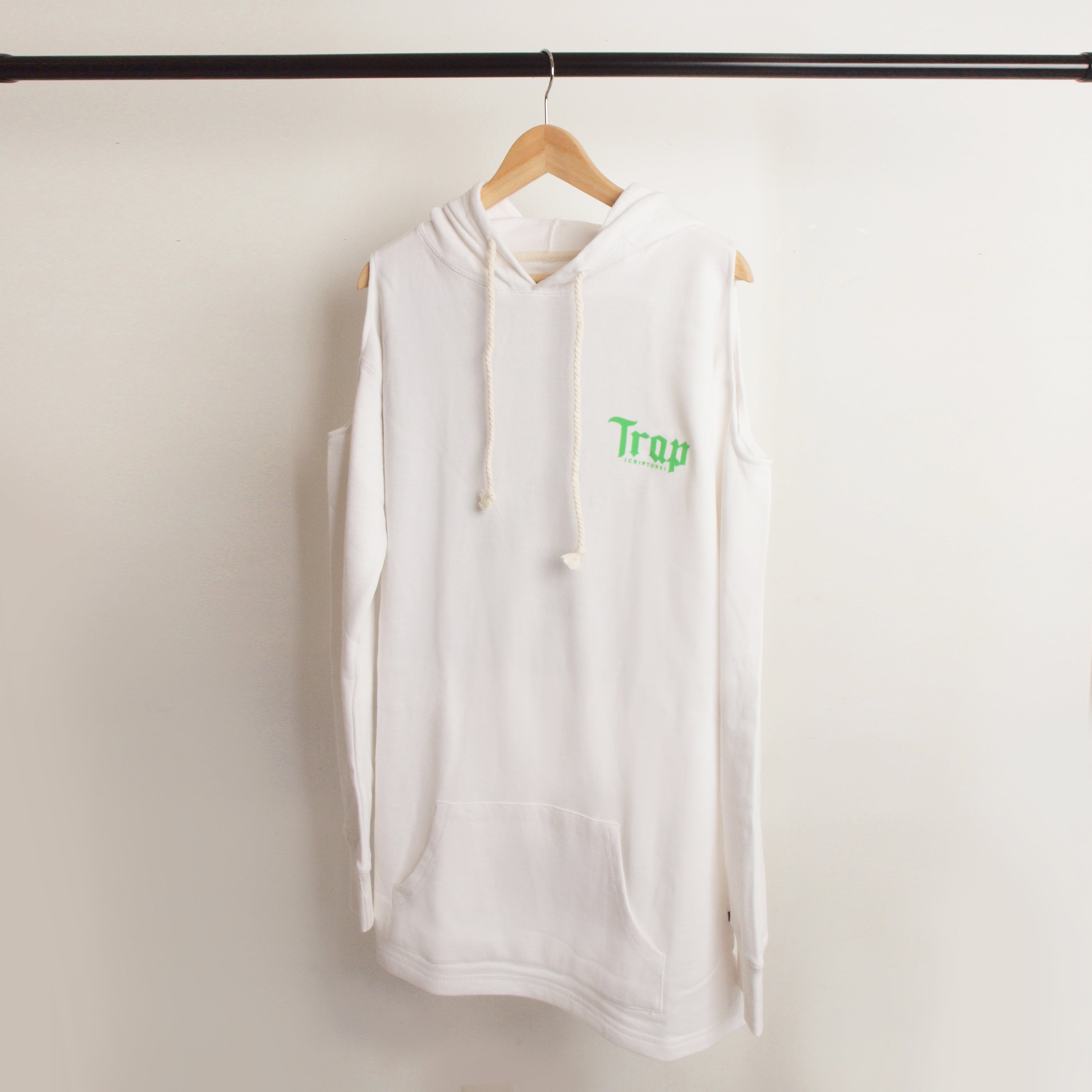White Cold Shoulder Hoodie With Color Options