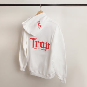 White and Red Trap Scriptures Hoodie plus Color Options