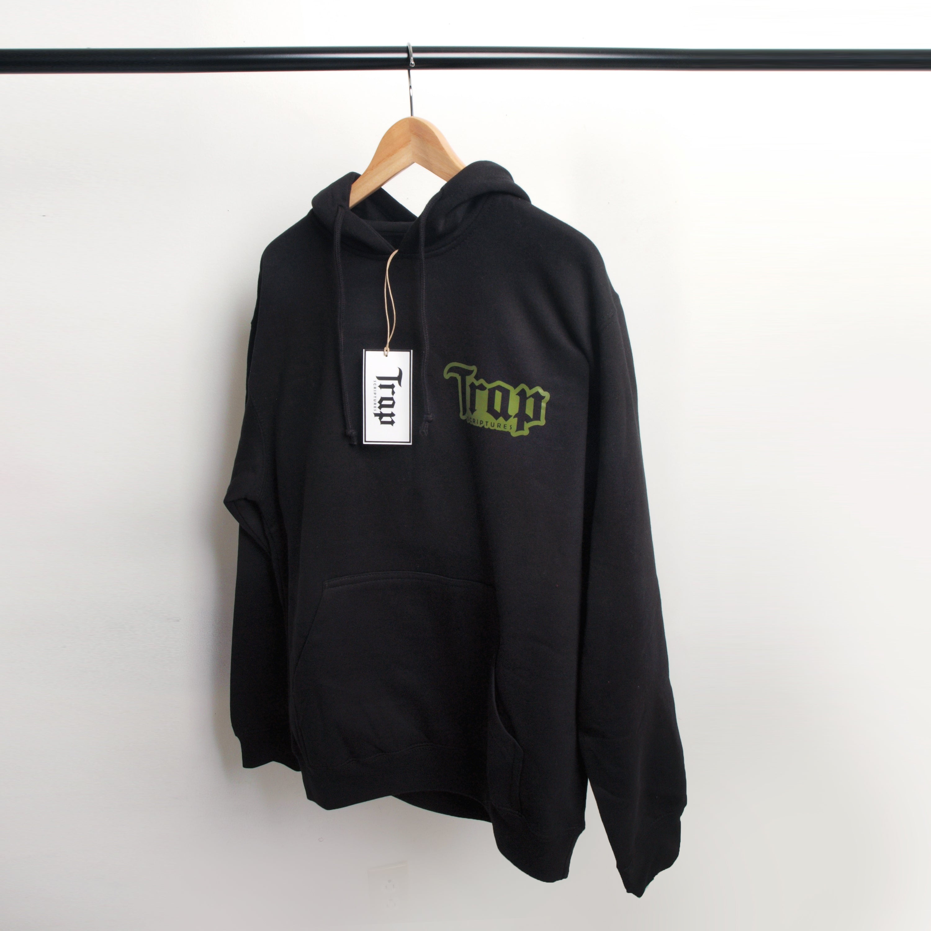 Black And Olive Trap Scriptures Hoodie