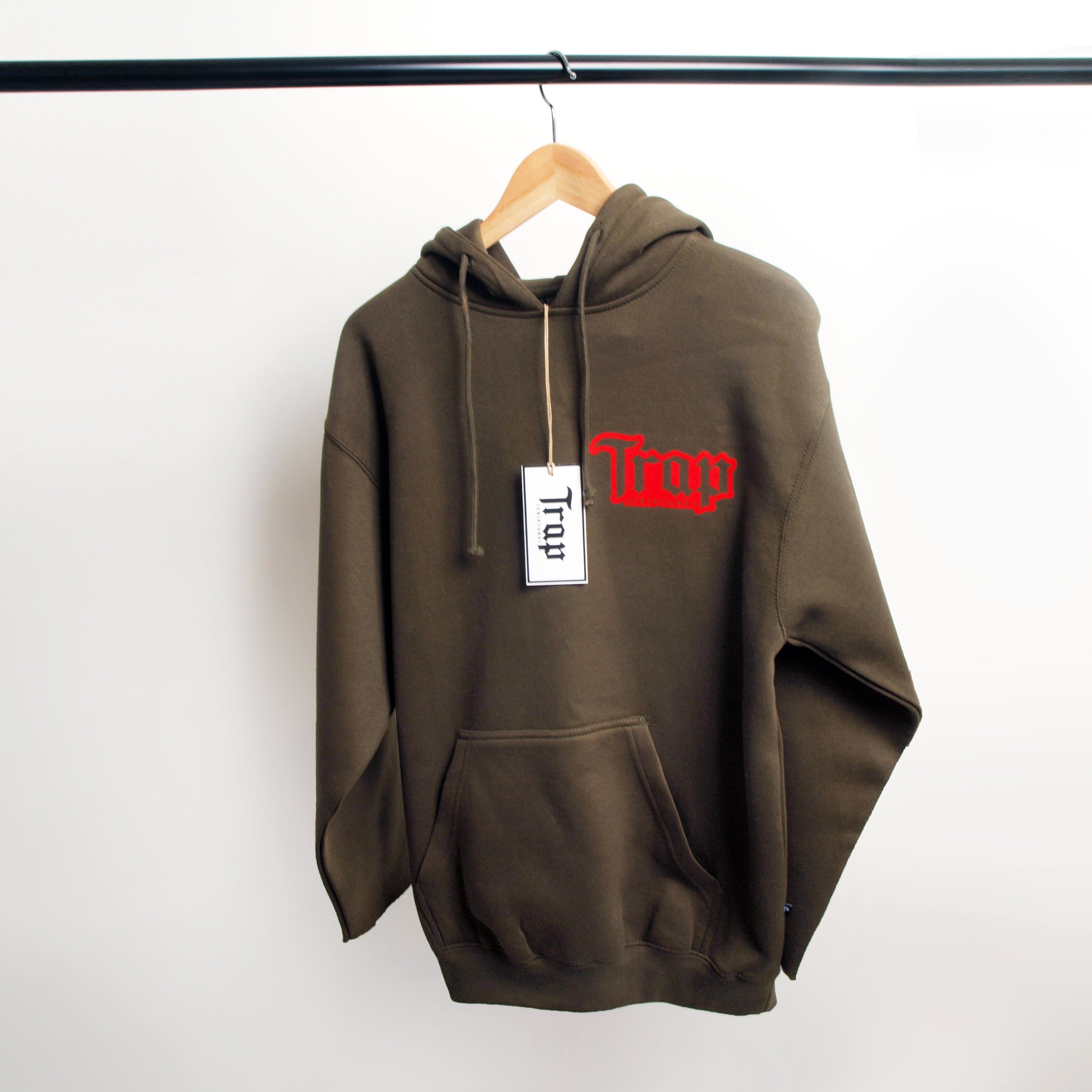 Olive And Red Trap Scriptures Hoodie