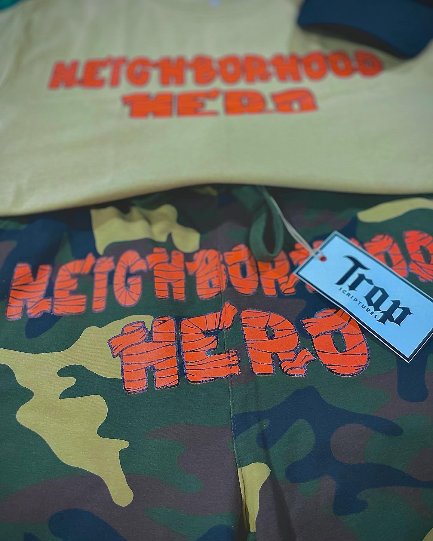 Trapscriptures Neighborhood Hero Short Set With Matching Trucker Hat