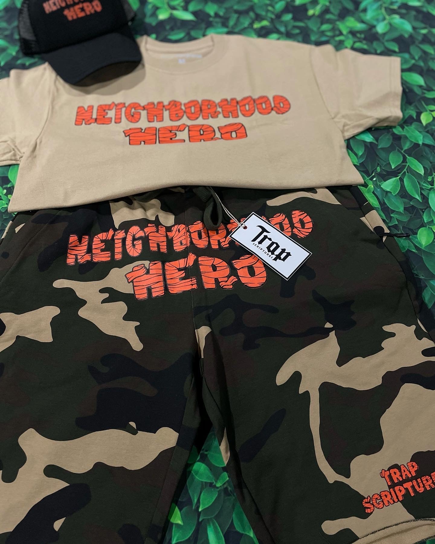 Trapscriptures Neighborhood Hero Short Set With Matching Trucker Hat