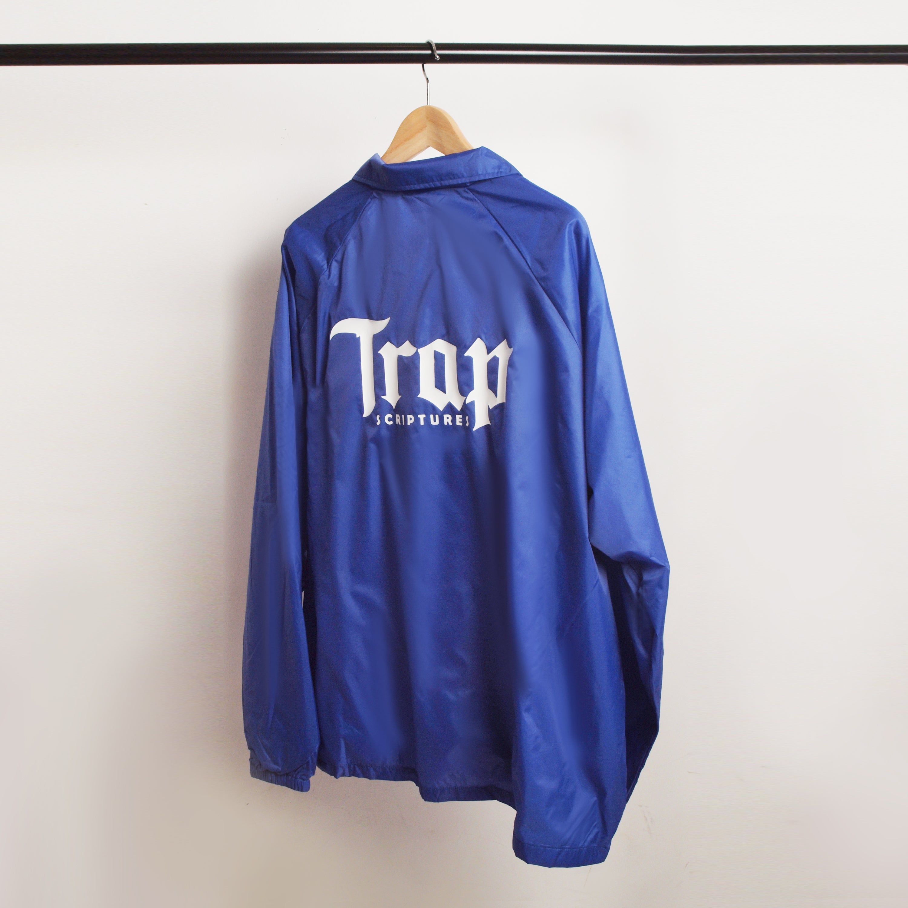 Royal Blue TRAP SCRIPTURES Baseball Jacket