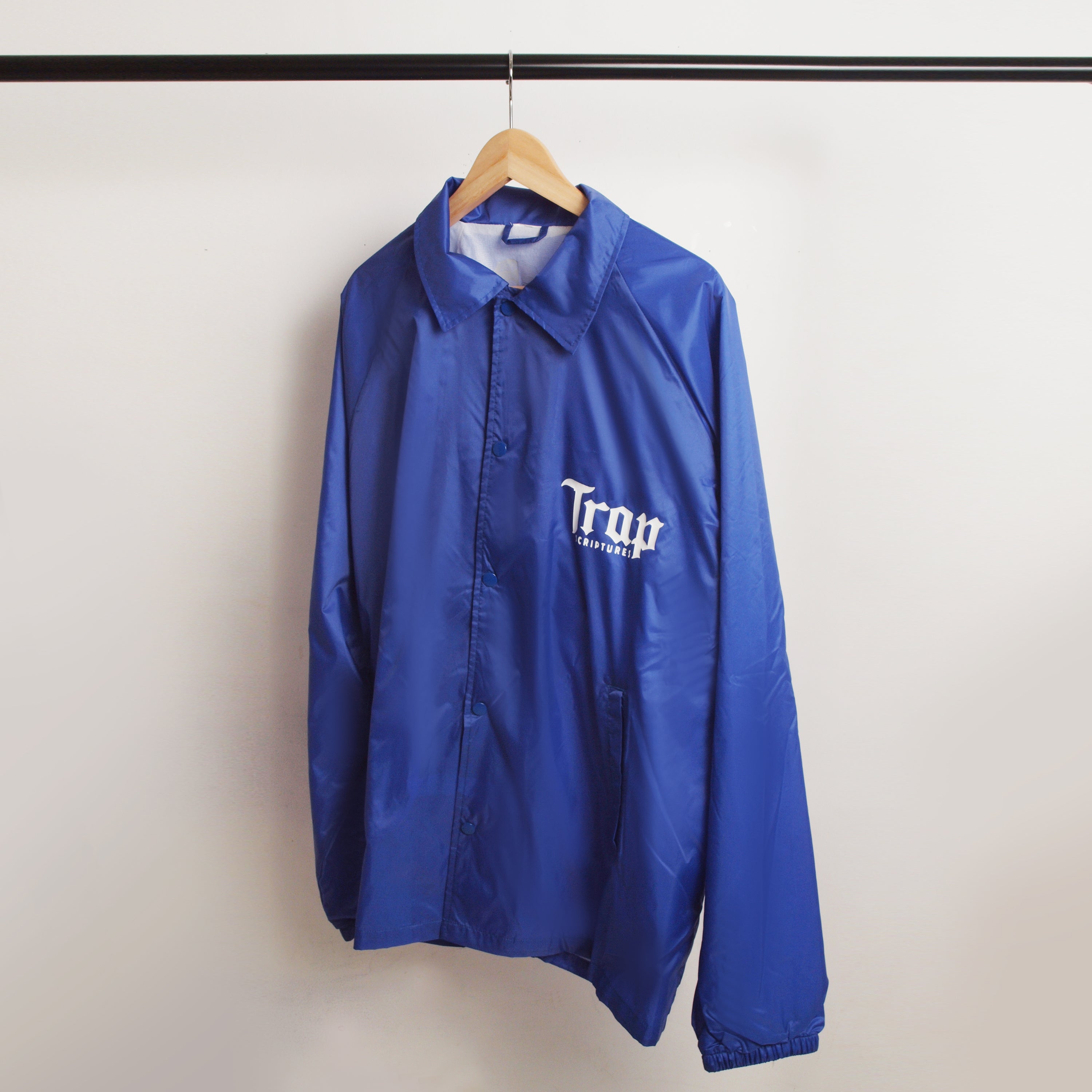 Royal Blue TRAP SCRIPTURES Baseball Jacket
